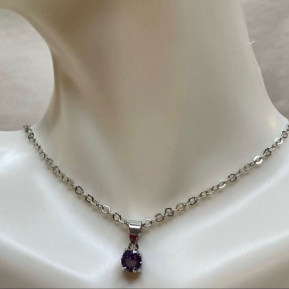 EFFY Small Faux Amethyst Gemstone on Silver Toned Chain.